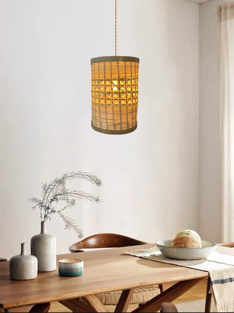 Lúminaria Pendente Rattan de Palha Nova Guine Detalhes